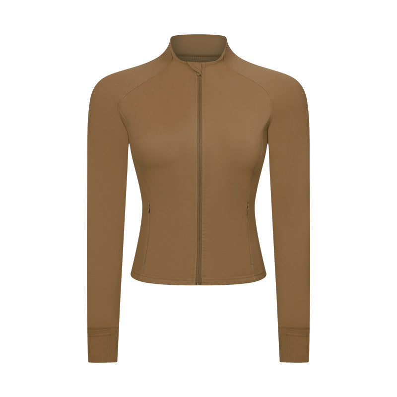 Yoga Jacket with Zipper Pocket Slim Fit Fitness Sports Wear