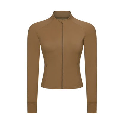 Yoga Jacket with Zipper Pocket Slim Fit Fitness Sports Wear