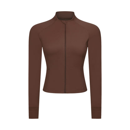 Yoga Jacket with Zipper Pocket Slim Fit Fitness Sports Wear