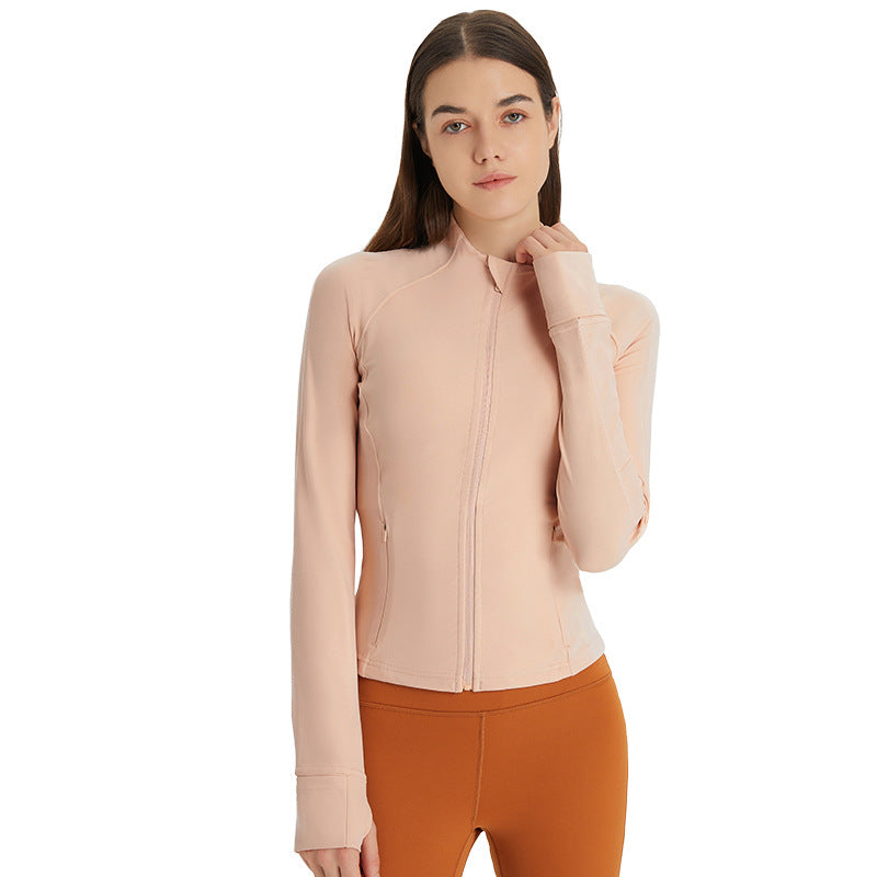 Yoga Jacket with Zipper Pocket Slim Fit Fitness Sports Wear