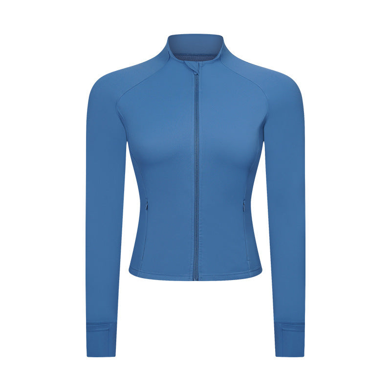 Yoga Jacket with Zipper Pocket Slim Fit Fitness Sports Wear