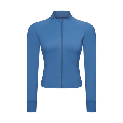 Yoga Jacket with Zipper Pocket Slim Fit Fitness Sports Wear