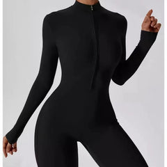 Black long-sleeved trousers jumpsuit