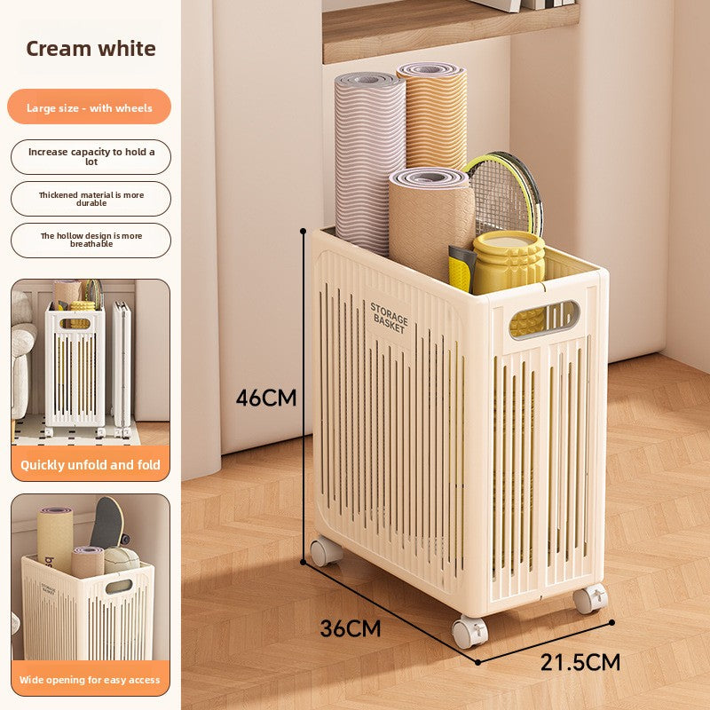 Yoga Mat Storage Basket with Wheels