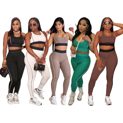 Yoga Sleeveless Push-Up Sports Vest High-Waisted Fitness Set
