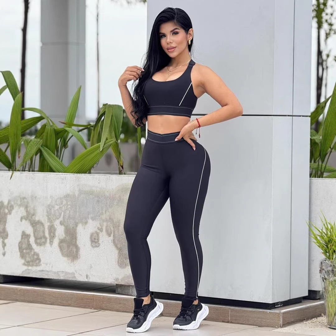 Yoga Sleeveless Push-Up Sports Vest High-Waisted Fitness Set