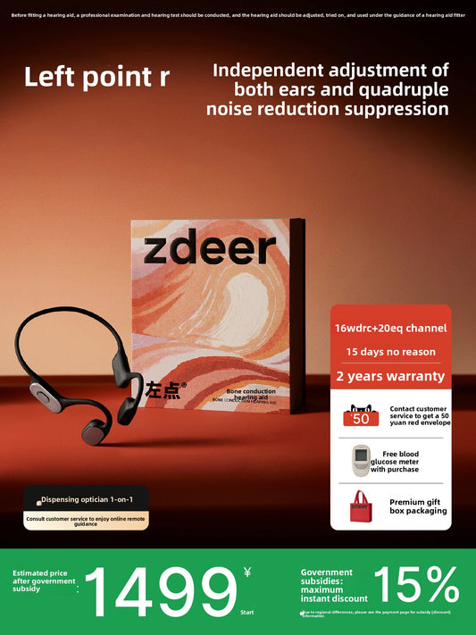 ZDEER Left-Side Bone Conduction Hearing Aid for Elderly