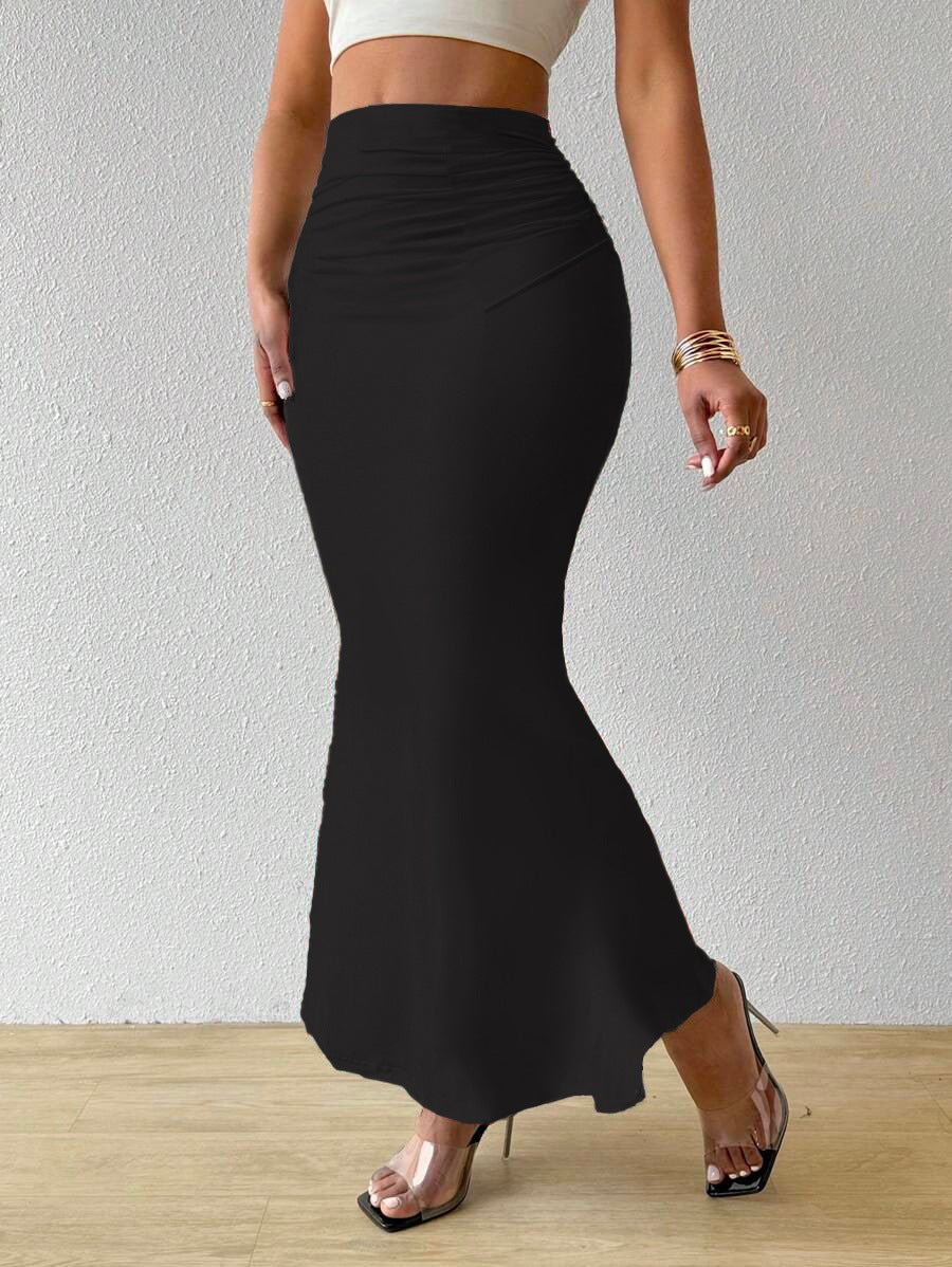 Zebra Print High Waist Fishtail Denim Skirt