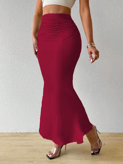 Zebra Print High Waist Fishtail Denim Skirt