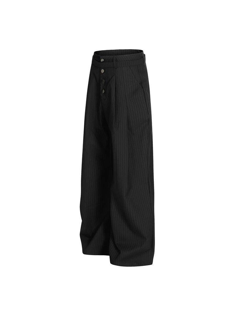 Zen Pleated Straight Leg Casual Pants with Ribbon Drape