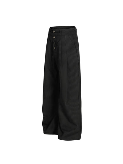 Zen Pleated Straight Leg Casual Pants with Ribbon Drape