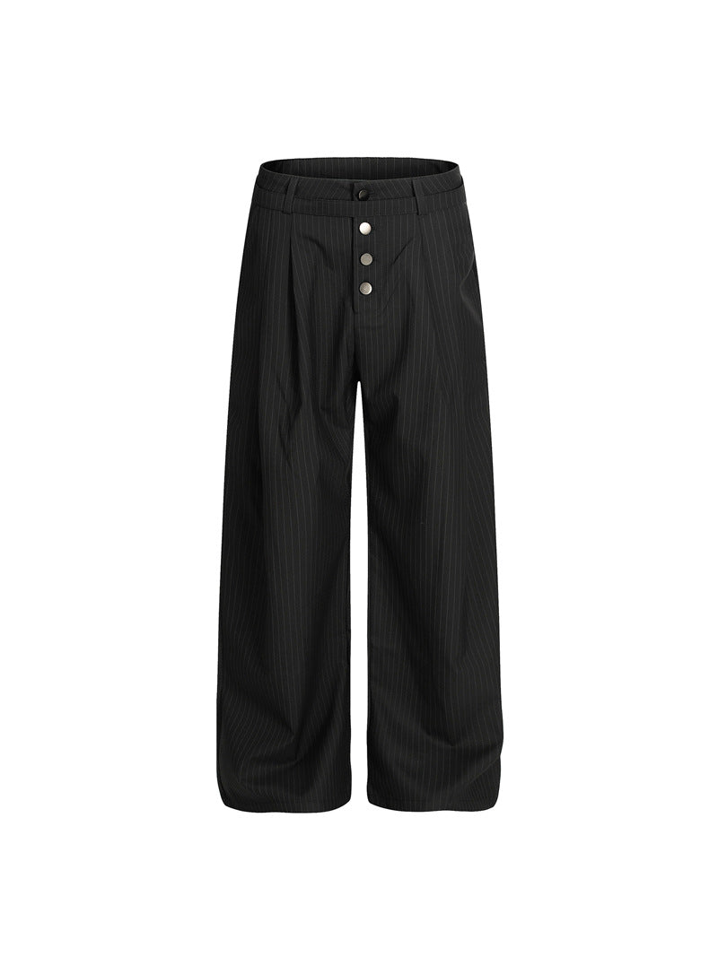 Zen Pleated Straight Leg Casual Pants with Ribbon Drape