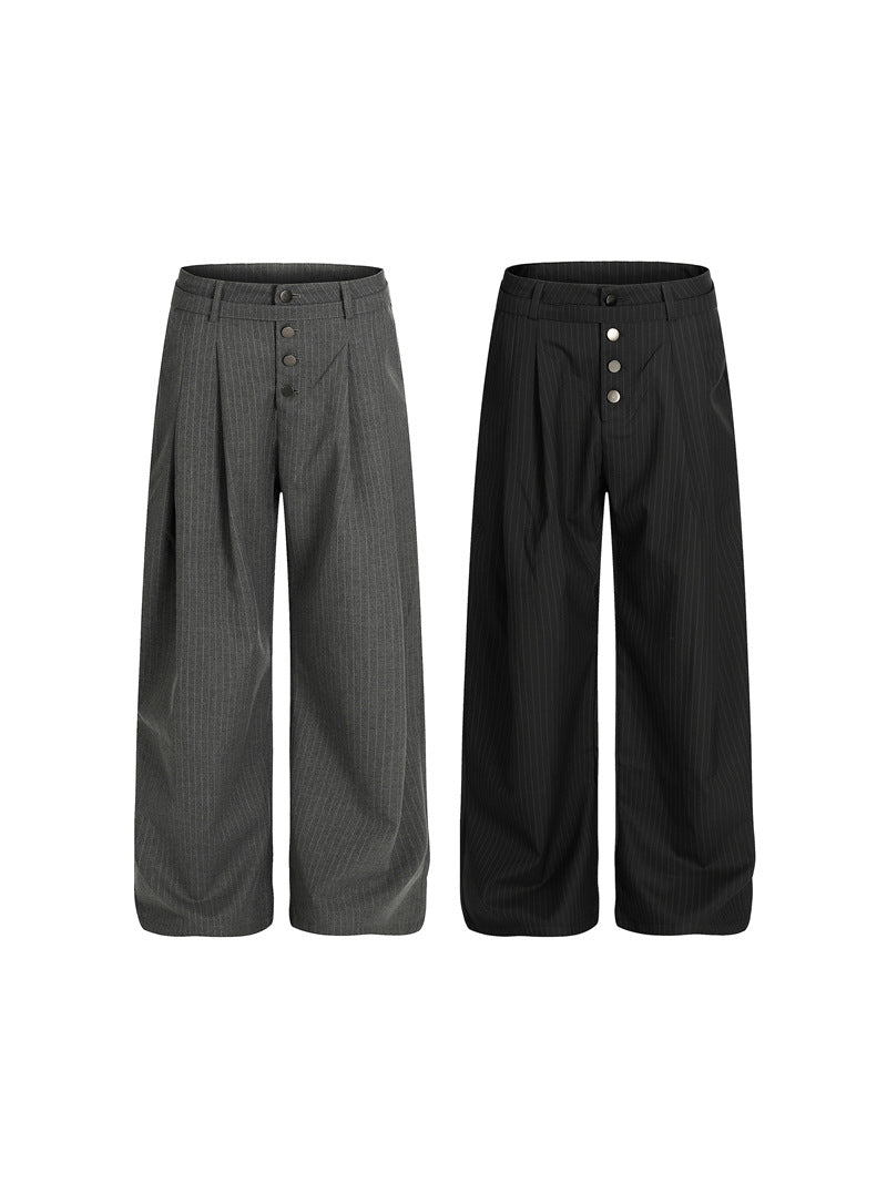 Zen Pleated Straight Leg Casual Pants with Ribbon Drape