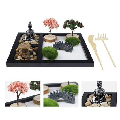 Zen Sand Tray Resin Home Decor Buddha Statue Ornament