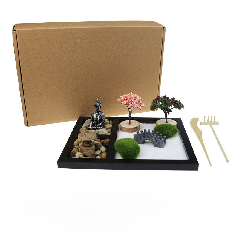 Zen Sand Tray Resin Home Decor Buddha Statue Ornament