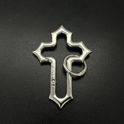 Zinc Alloy Hollow Cross Keychain with Ring