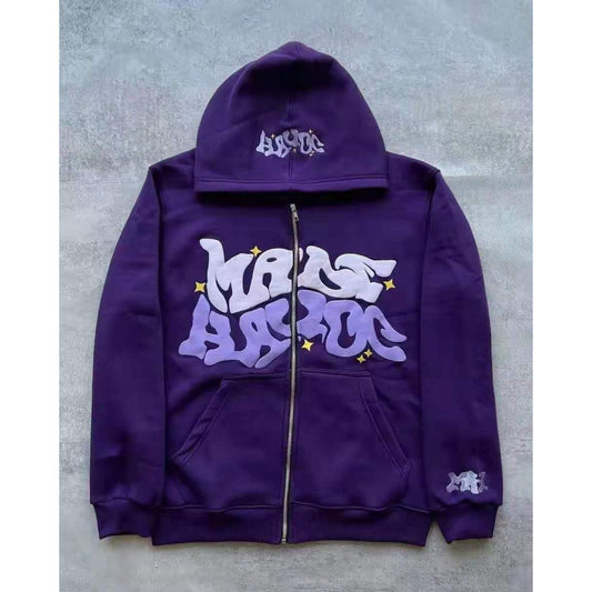 Zip Front Graphic Print Hoodie