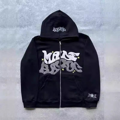 Zip-Print Hoodie
