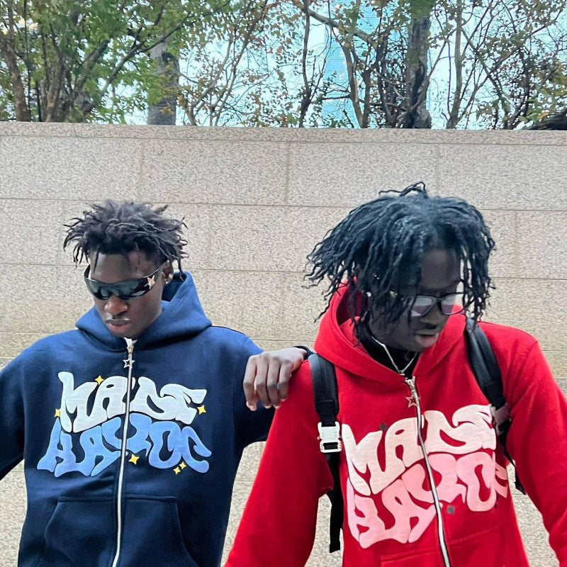 Zip-Print Hoodie