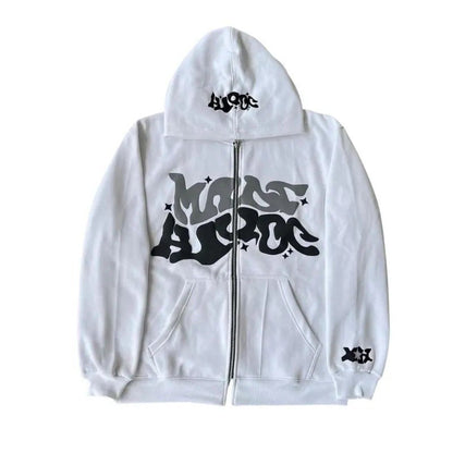 Zip-Print Hoodie