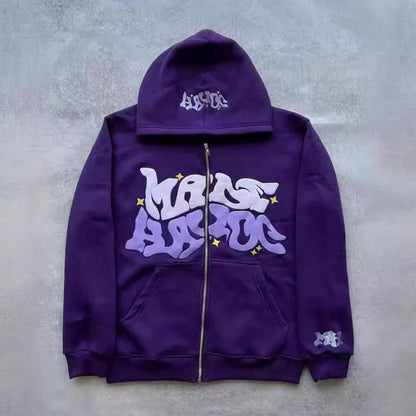 Zip-Print Hoodie