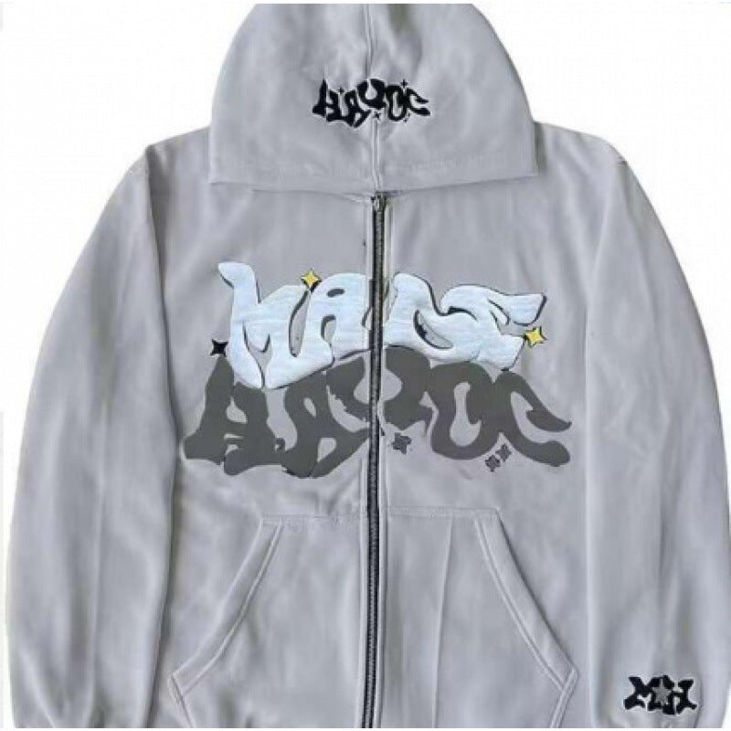 Zip-Print Hoodie