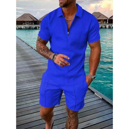 Zip-up collar short sleeves