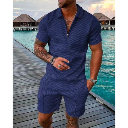 Zip-up collar short sleeves
