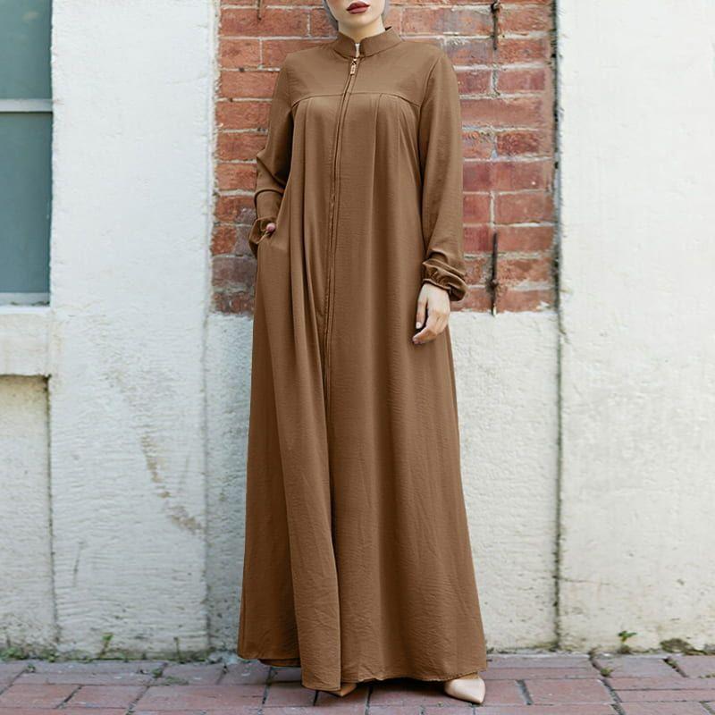 zipper cardigan with a pocket, elegant and loose dress