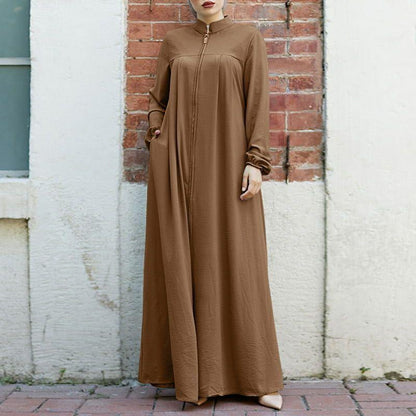 zipper cardigan with a pocket, elegant and loose dress