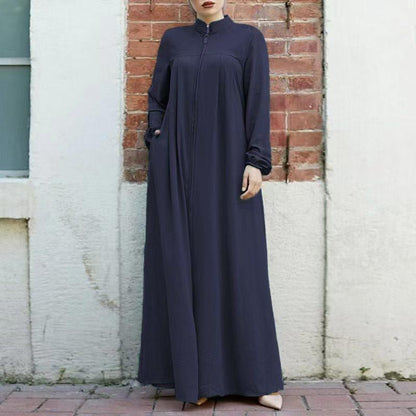 zipper cardigan with a pocket, elegant and loose dress