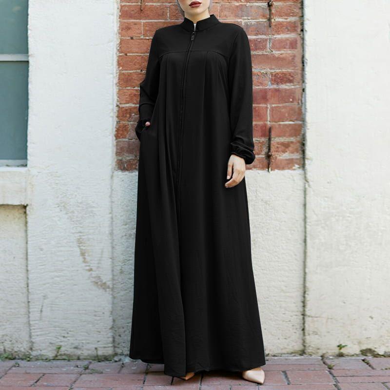 zipper cardigan with a pocket, elegant and loose dress