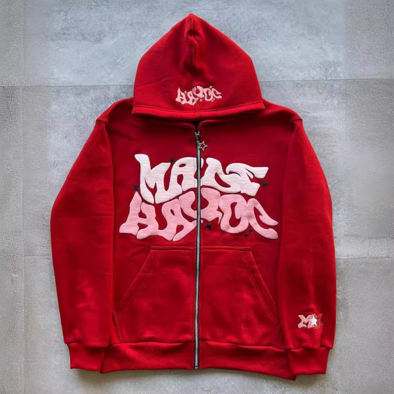 Zipper Digital Print Hoodie
