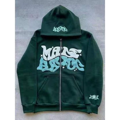 Zipper Digital Print Hoodie
