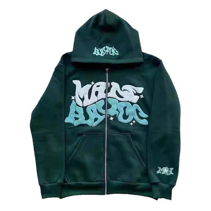 Zipper Digital Print Hoodie