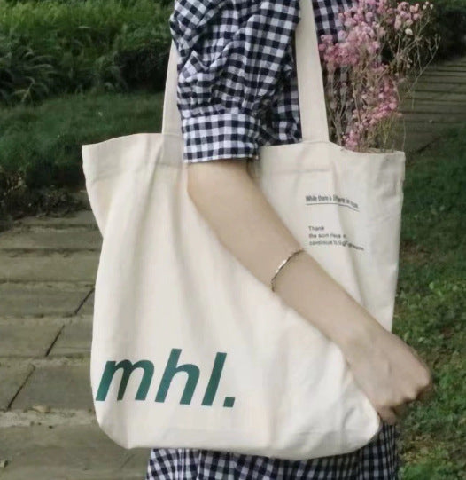 Zipper Letter Canvas Bag Vintage Style