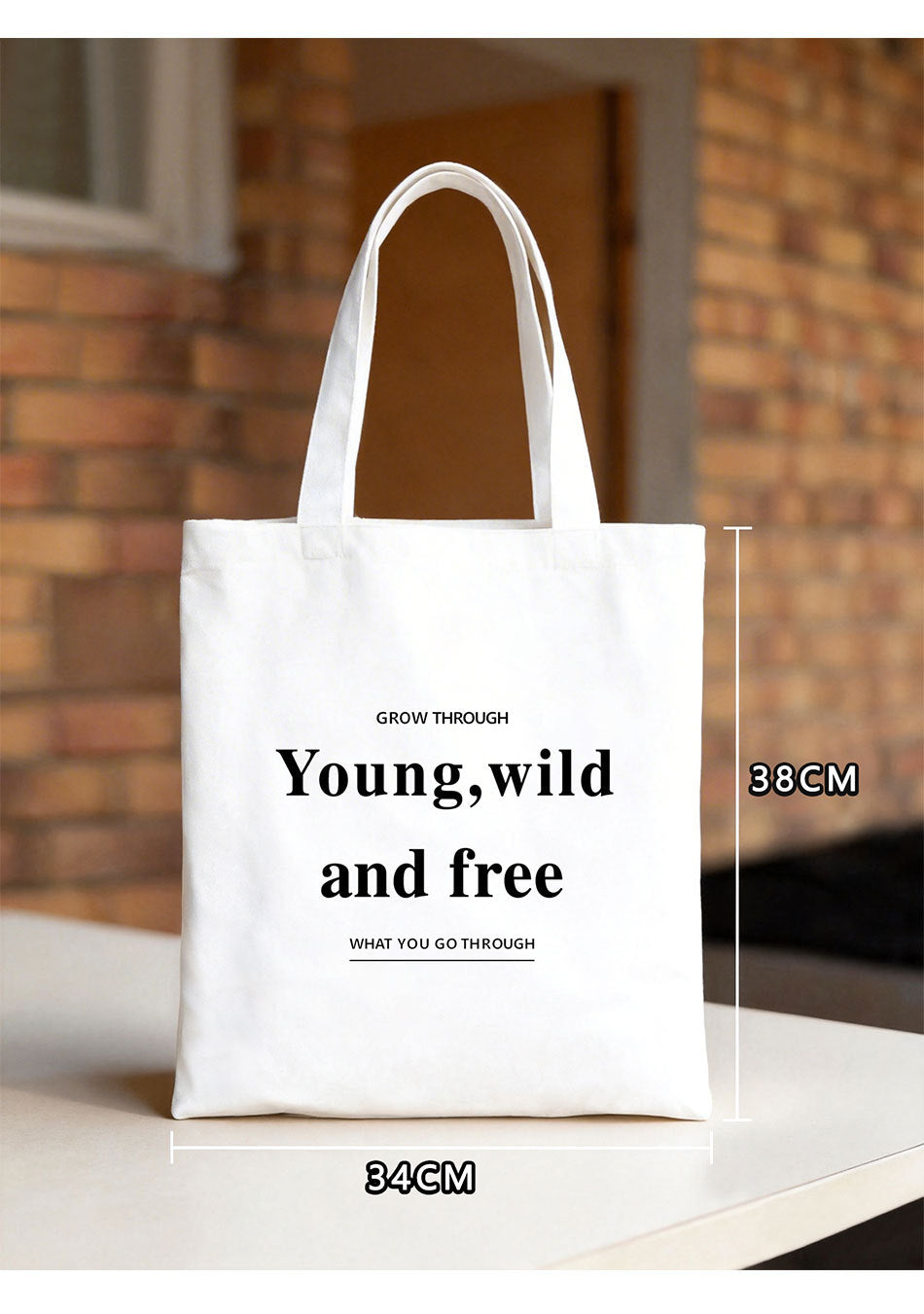 Zipper Letter Canvas Bag Vintage Style