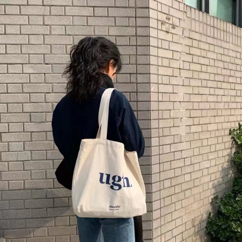 Zipper Letter Canvas Bag Vintage Style