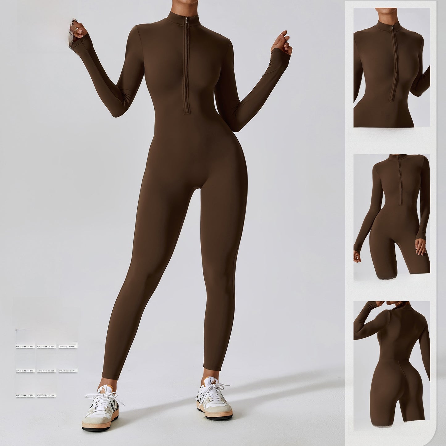 Zipper Naked Long-sleeved Yoga One-piece Suit