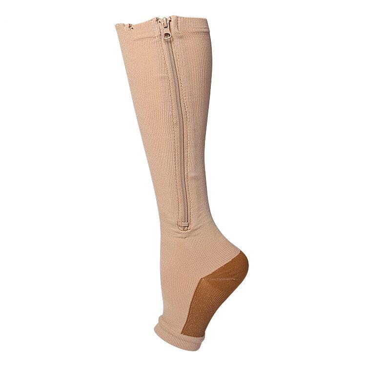 Zipper Open-Toe Compression Socks for Women Leg Shaping Calf Socks