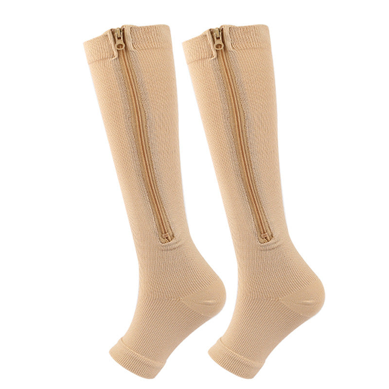 Zipper Open-Toe Compression Socks for Women Leg Shaping Calf Socks