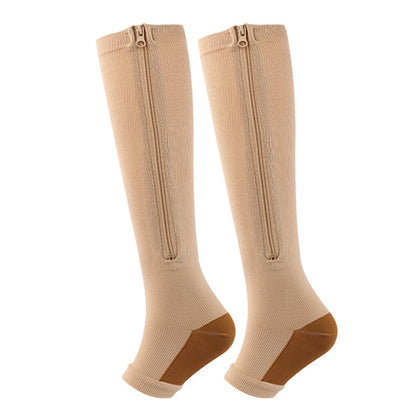 Zipper Open-Toe Compression Socks for Women Leg Shaping Calf Socks