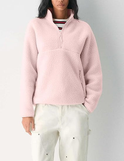 Zipper Pullover Lamb Wool Sweatshirt
