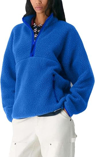 Zipper Pullover Lamb Wool Sweatshirt
