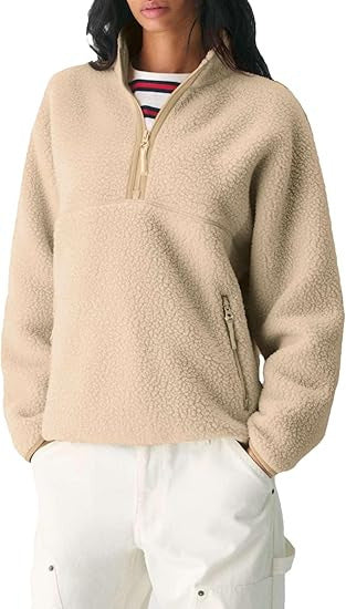 Zipper Pullover Lamb Wool Sweatshirt
