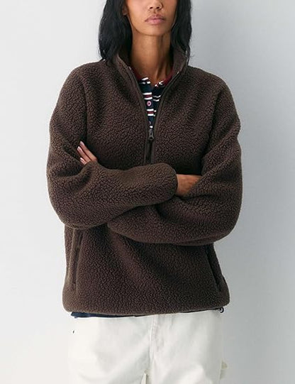 Zipper Pullover Lamb Wool Sweatshirt