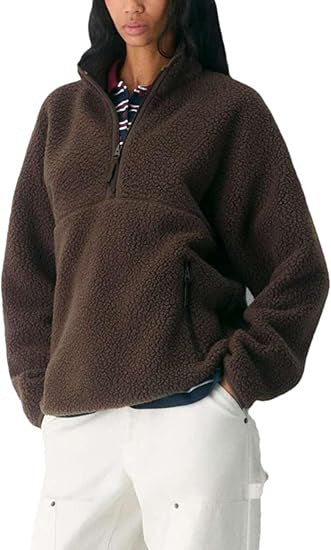 Zipper Pullover Lamb Wool Sweatshirt