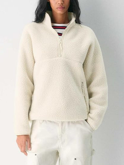 Zipper Pullover Lamb Wool Sweatshirt