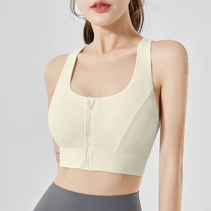Zipper sports underwear, shockproof fitness yoga vest, bra
