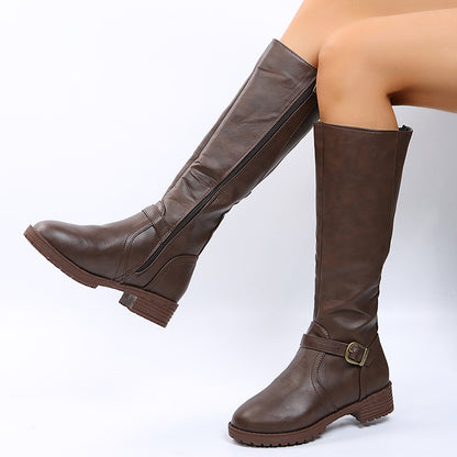 Zipper thigh-high boots